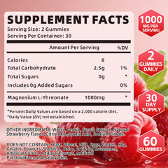 Another angle of Magnesium L-Threonate Gummies Raspberry bottle