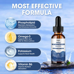 Dropper dispensing magnesium glycinate taurate citrate liquid with blueberry flavor