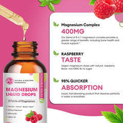 Pouring Raspberry Magnesium Liquid Drops from bottle