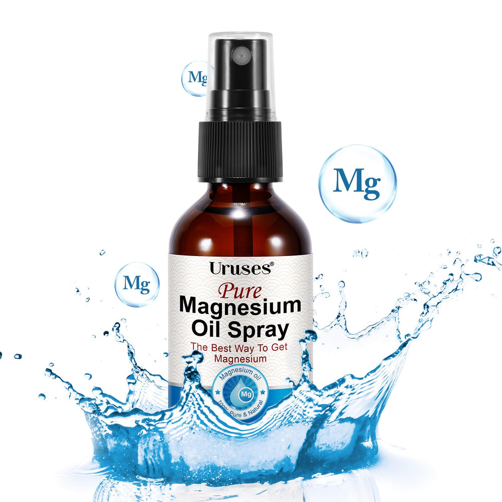 Close-up of magnesium oil spray bottle label