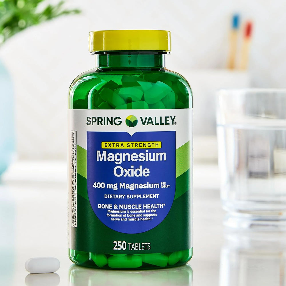 Gluten-free, lactose-free magnesium oxide supplement label