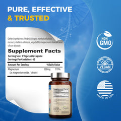 Magnesium oxide and citrate 500mg tablets