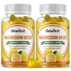 Hero image: Magnesium Oxide Gummies 400mg bottle, lemon flavor, 120-count