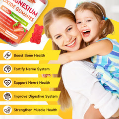Back label detailing ingredients on Magnesium Oxide Gummies bottle