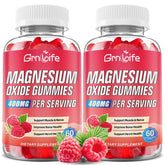Two-pack magnesium oxide gummies with raspberry flavor front view