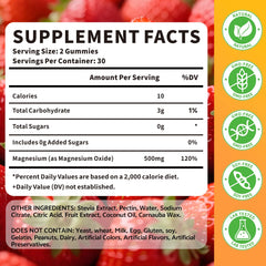Close up of strawberry flavored magnesium oxide gummy