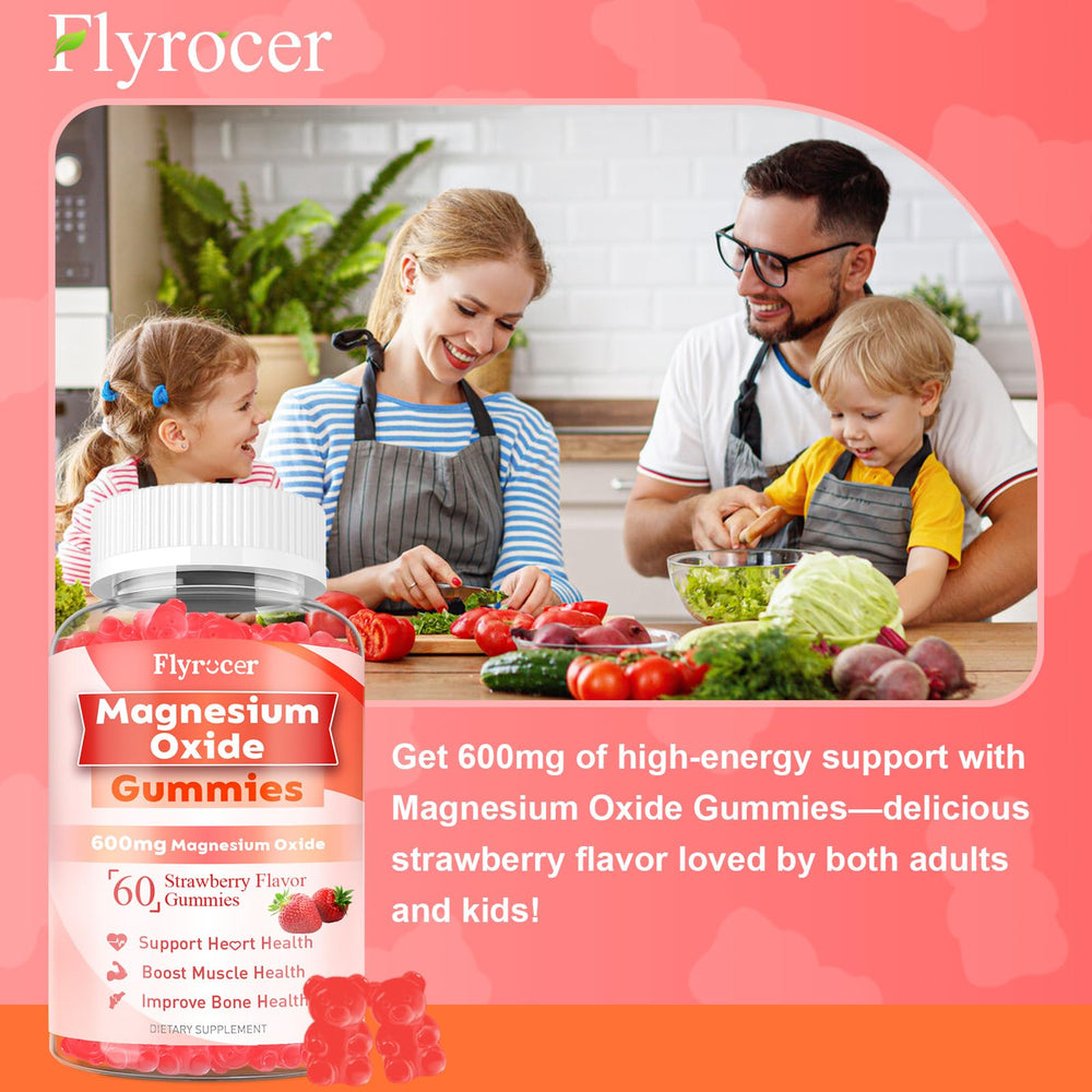 60-count bottle of Magnesium Oxide Gummies for daily use