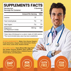 Close-up of lemon-flavored magnesium oxide gummies