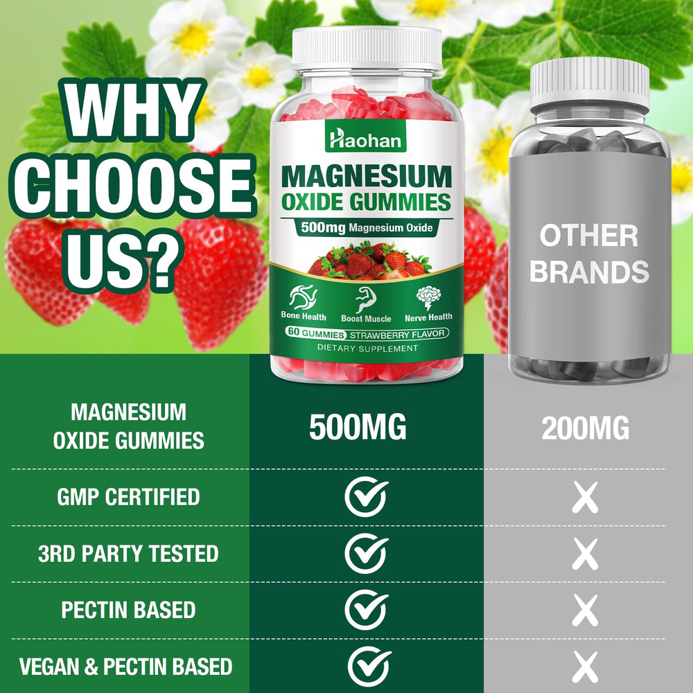 60-count vegan, non-GMO bottle of magnesium gummies