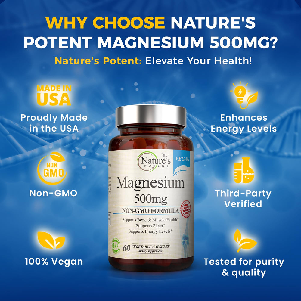 USA-made magnesium supplement for sleep support with 60 capsules