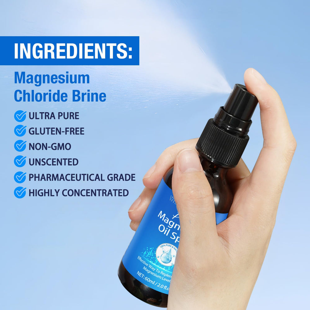 Hand applying Magnesium Spray to foot