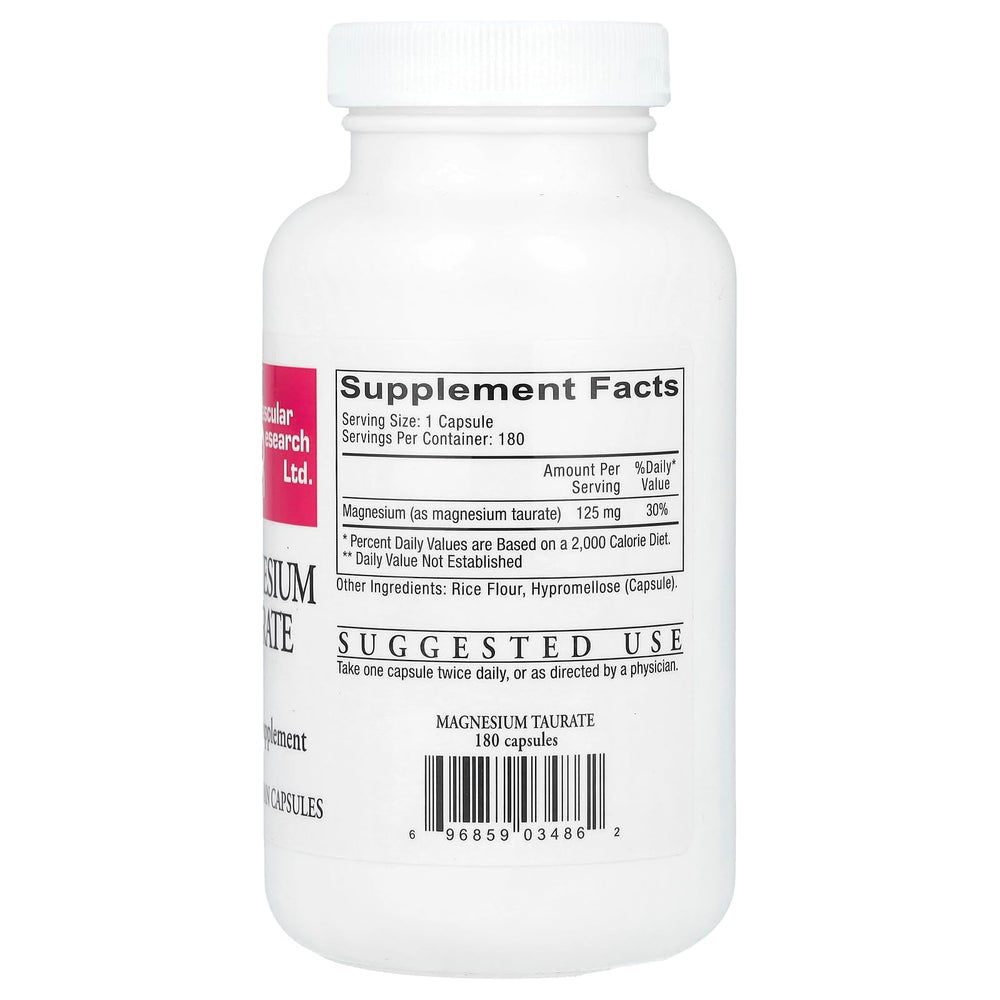 Close-up of 125 mg magnesium taurate capsules MAGT2