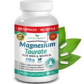 Magnesium Taurate 400mg bottle with 200 capsules