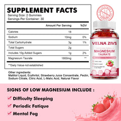 Bottle and packaging of Magnesium Taurate Gummies 1800mg