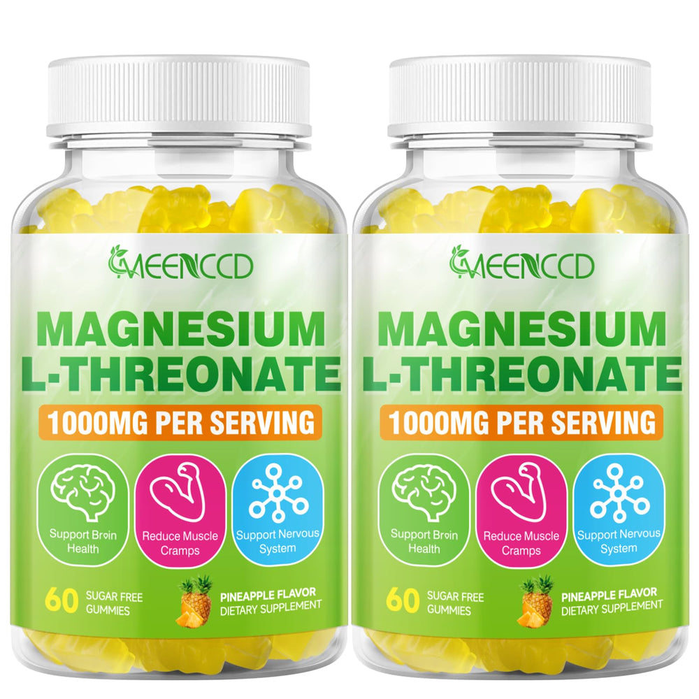 Two bottles of Magnesium L-Threonate Gummies in a 2-pack on a clean backdrop