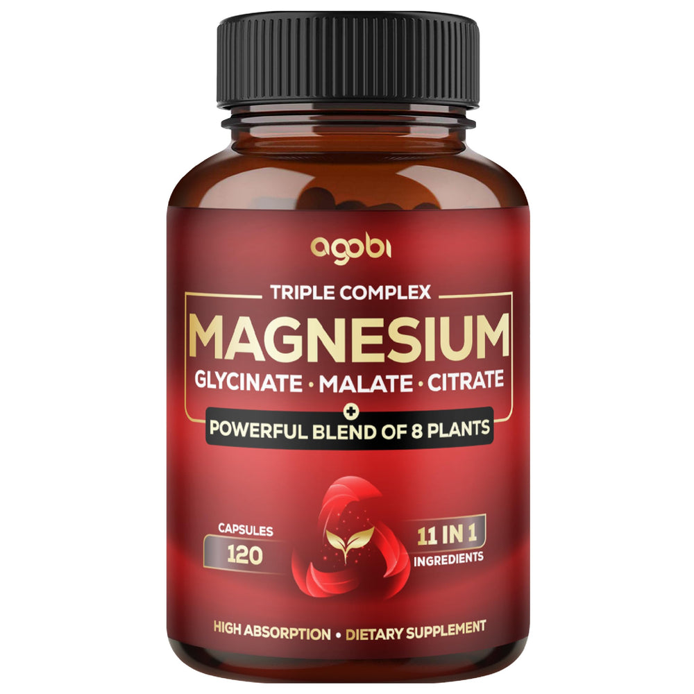 Front view of Magnesium Triple Complex bottle with 120 capsules