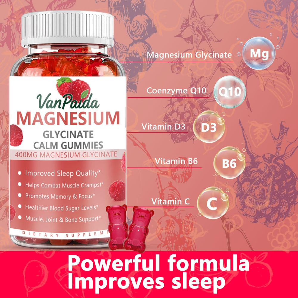 Gummies labeled as sleep aid with high-absorption magnesium