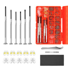 Magnetic eyeglass repair kit contents displayed