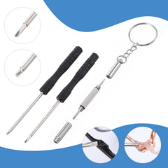 Magnetic eyeglass repair kit components displayed