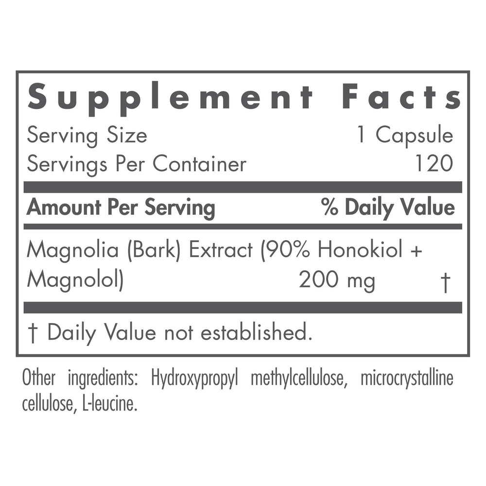 Magnolia extract bottle highlighting honokiol and magnolol