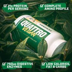 Ingredients panel of Magnum Quattro Vegan Chocolate 2lb protein powder