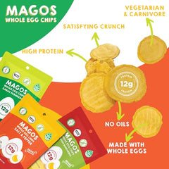 Magos Egg Chips Huevos Rancheros bag showcasing bold flavor for on-the-go Carnivore meals
