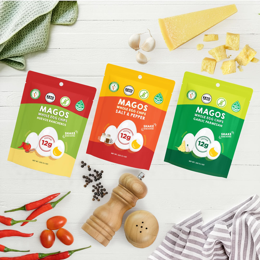 Magos Egg Chips on-the-go snack-pack highlights portable, shelf-stable option