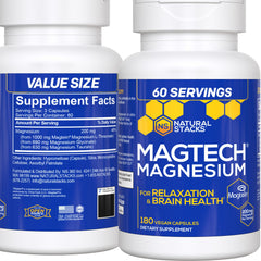 MagTech Magnesium supplement bottle label featuring Magtein L-Threonate