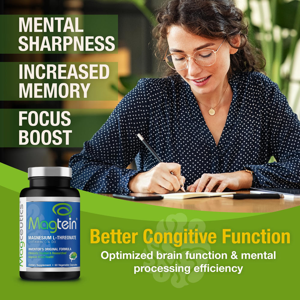 Brain health benefits graphic for Magtein
