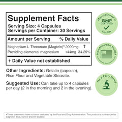 Close-up of Magnesium L-Threonate Magtein supplement bottle