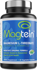Magtein Magnesium L-Threonate 60 Veg Capsules bottle front