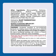 100-tablet red-labeled bottle of Major Ferosul iron supplement