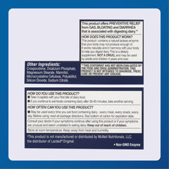 Dairy aid bottle emphasizing low sodium and quality formulation