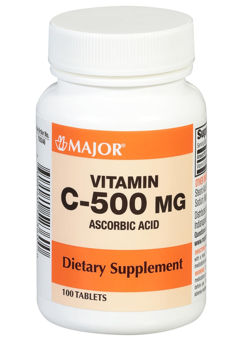 Major Vitamin C-500 mg tablets bottle, 100-count