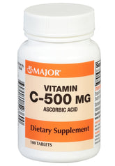 Major Vitamin C-500 mg tablets bottle, 100-count