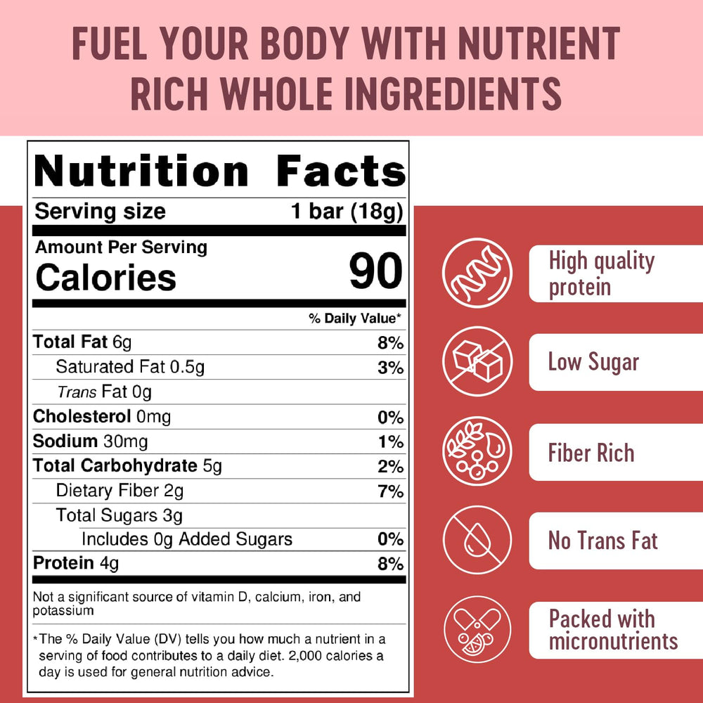 Mammoth Bar Goji Berry Trail Mix Mini Bar closeup reveals a nutty, chewy texture for a satisfying snack