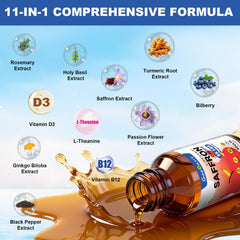 Mango-flavored vegan saffron liquid drops in a gluten-free formula