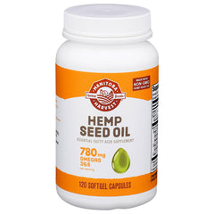 Manitoba Harvest Hemp Seed Oil Softgels bottle with label (120 count) - 780 mg Omegas 3 & 6 – Hero image