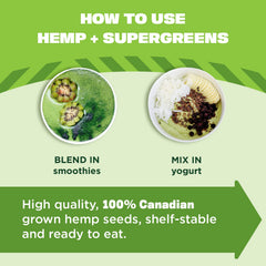 Manitoba Harvest Hemp+ Supergreens powder in a blender for a creamy plant-based breakfast