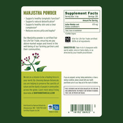 USDA Organic badge on Manjistha powder packaging