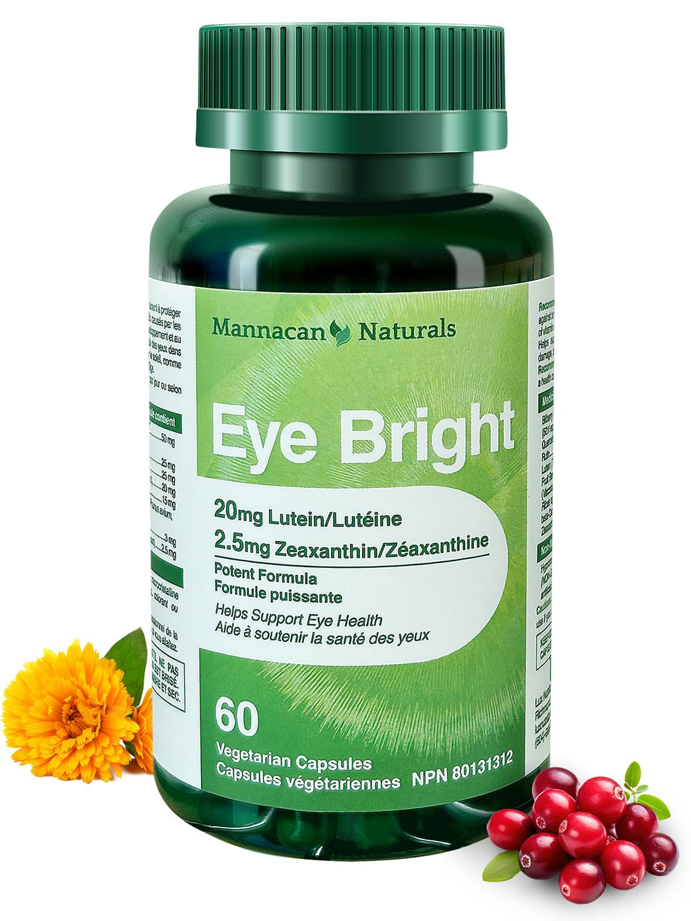 Bottle of MANNACAN NATURALS Lutein and Zeaxanthin 60 capsules