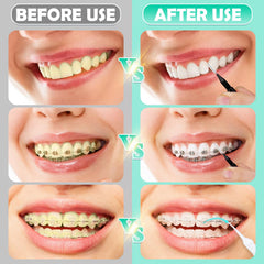 Green floss pick interdental brush head close-up