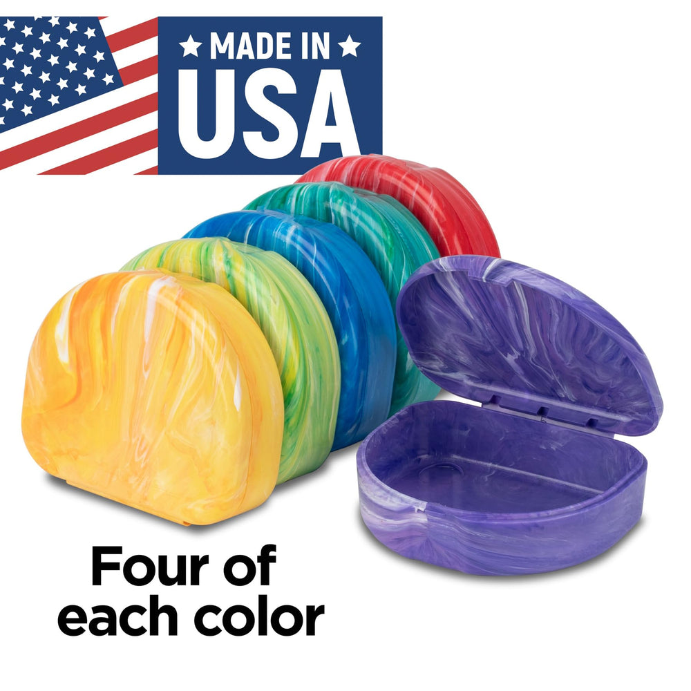 Retainer cases with labels in the 24-pack