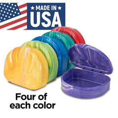 Retainer cases with labels in the 24-pack