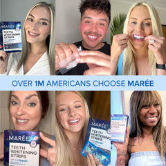 Usage steps illustration for Maree whitening strips