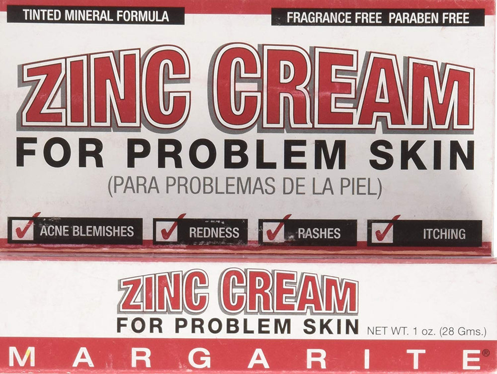 MARGARITE Zinc Cream 1 Oz (2 Pack) - fragrance-free mineral formula for problem skin