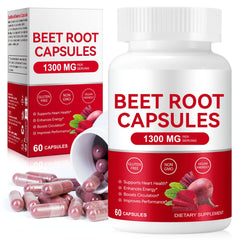 Mariayu Beet Root Capsules packaging highlights 1300mg beet powder per serving.