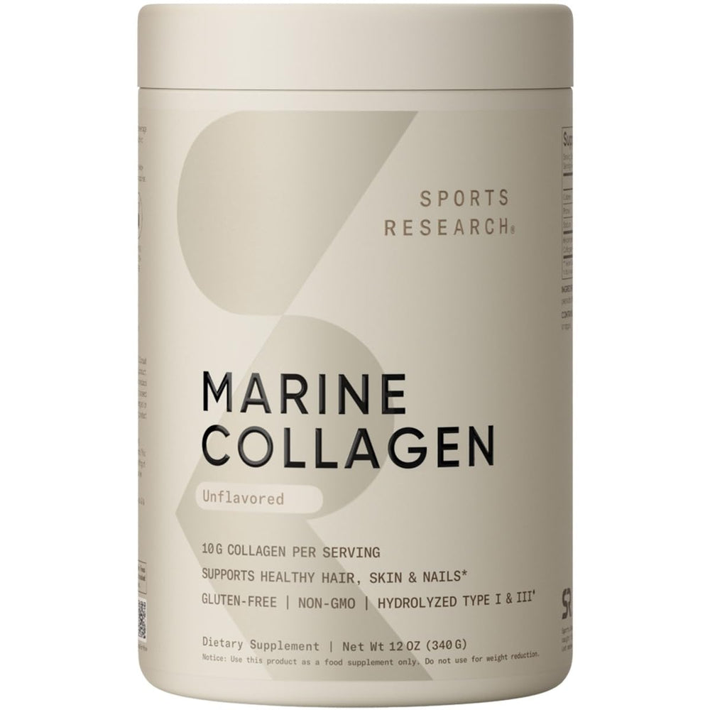 Sports Research Marine Collagen Peptides Powder bottle on white background