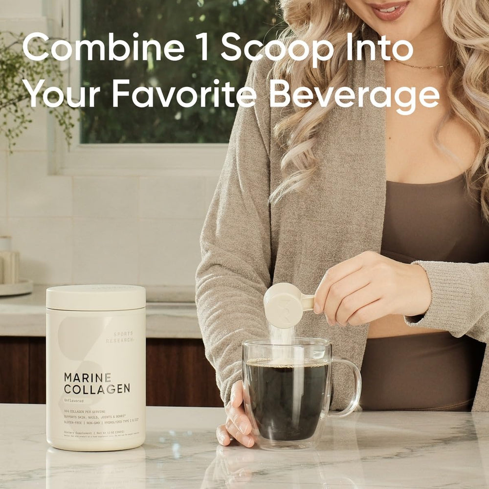 Collagen powder dissolving in a glass of water