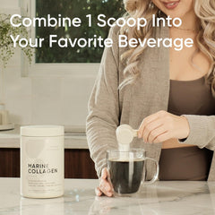 Collagen powder dissolving in a glass of water